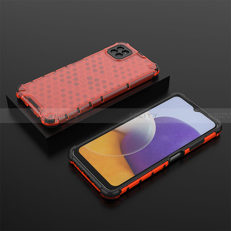 Custodia Silicone Trasparente Laterale 360 Gradi Cover AM2 per Samsung Galaxy A22 5G Rosso