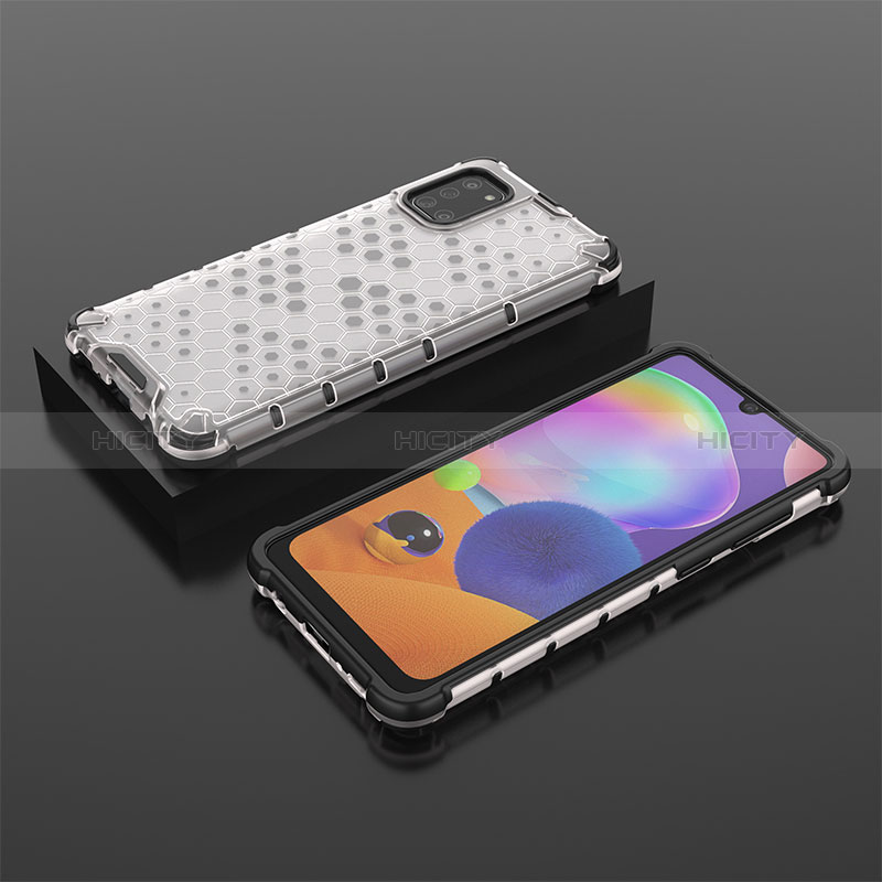 Custodia Silicone Trasparente Laterale 360 Gradi Cover AM2 per Samsung Galaxy A31 Bianco