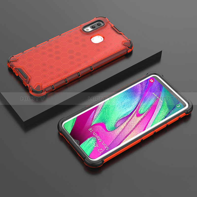 Custodia Silicone Trasparente Laterale 360 Gradi Cover AM2 per Samsung Galaxy A40 Rosso