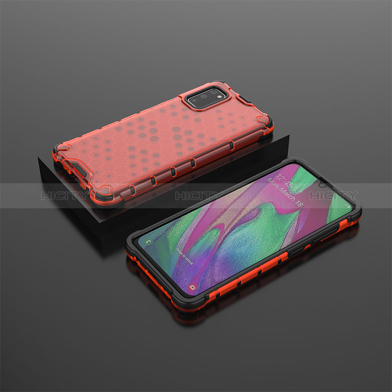 Custodia Silicone Trasparente Laterale 360 Gradi Cover AM2 per Samsung Galaxy A41 Rosso