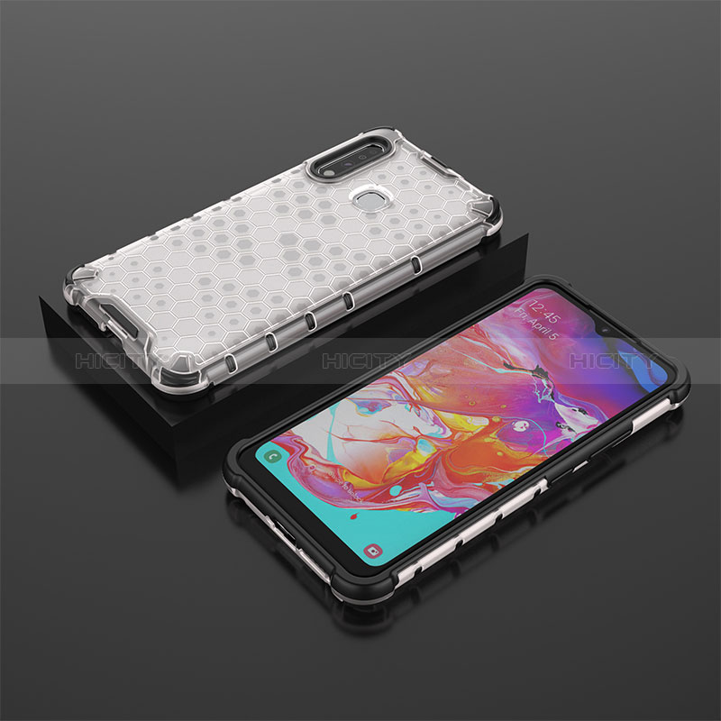 Custodia Silicone Trasparente Laterale 360 Gradi Cover AM2 per Samsung Galaxy A70E Bianco