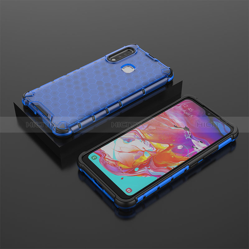 Custodia Silicone Trasparente Laterale 360 Gradi Cover AM2 per Samsung Galaxy A70E Blu