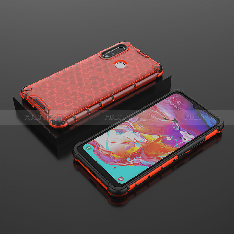 Custodia Silicone Trasparente Laterale 360 Gradi Cover AM2 per Samsung Galaxy A70E Rosso