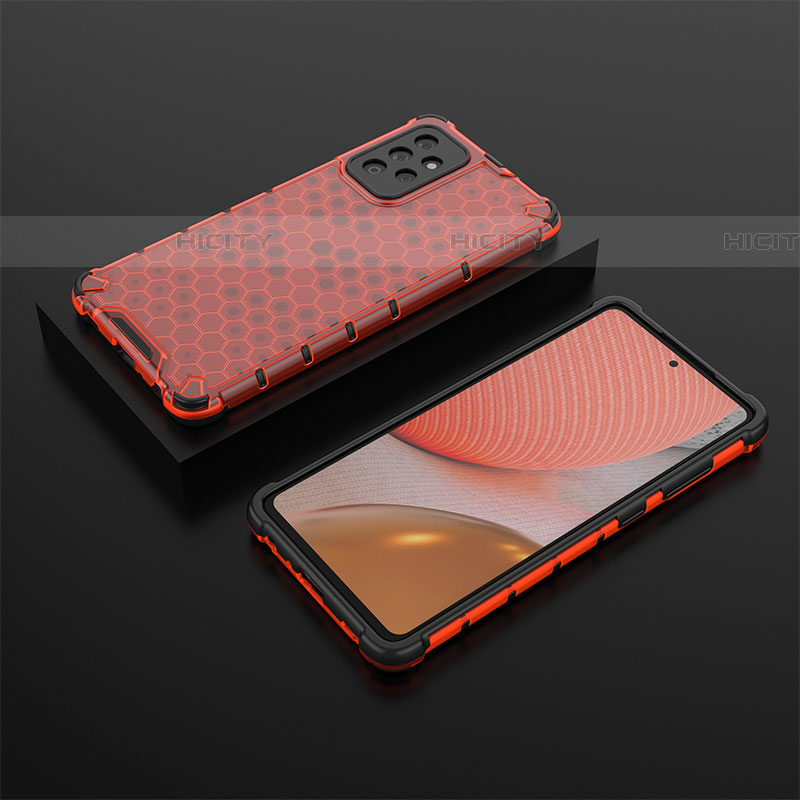 Custodia Silicone Trasparente Laterale 360 Gradi Cover AM2 per Samsung Galaxy A72 5G Rosso