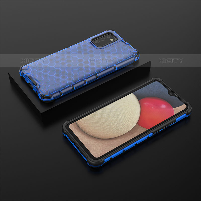 Custodia Silicone Trasparente Laterale 360 Gradi Cover AM2 per Samsung Galaxy M02s Blu