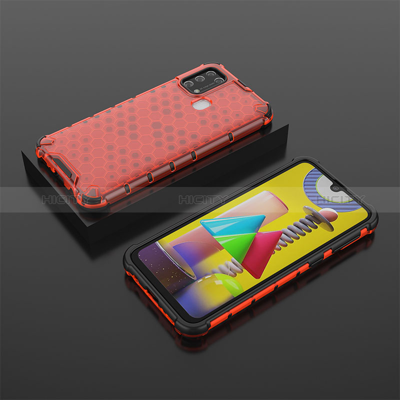 Custodia Silicone Trasparente Laterale 360 Gradi Cover AM2 per Samsung Galaxy M31 Rosso