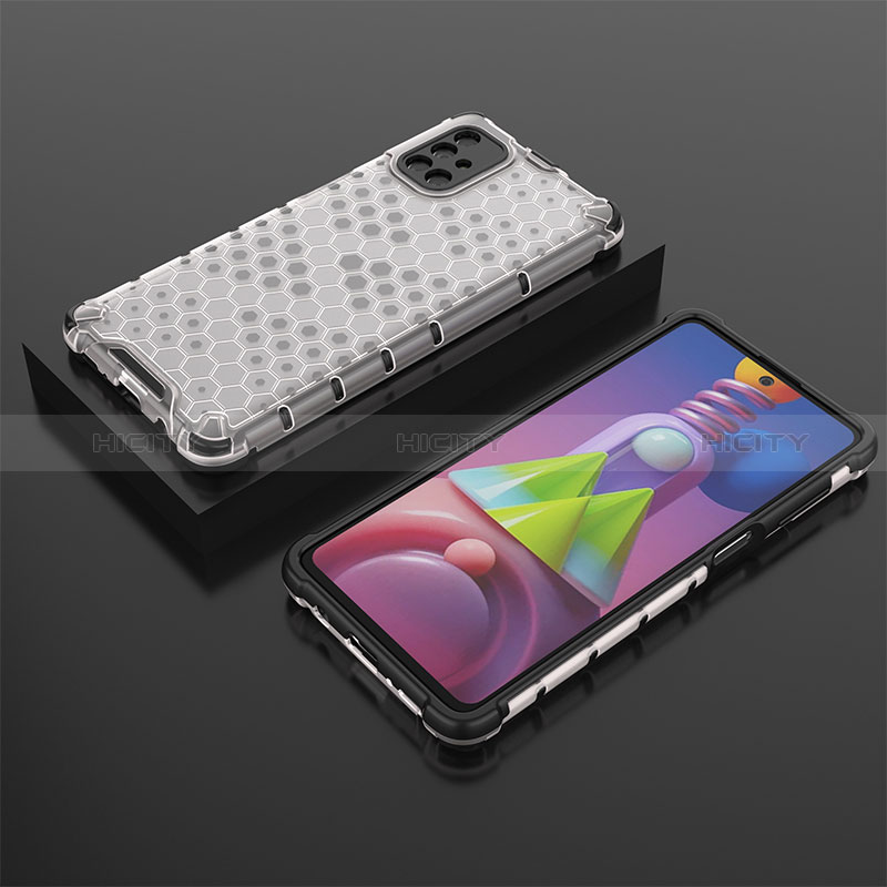 Custodia Silicone Trasparente Laterale 360 Gradi Cover AM2 per Samsung Galaxy M51 Bianco