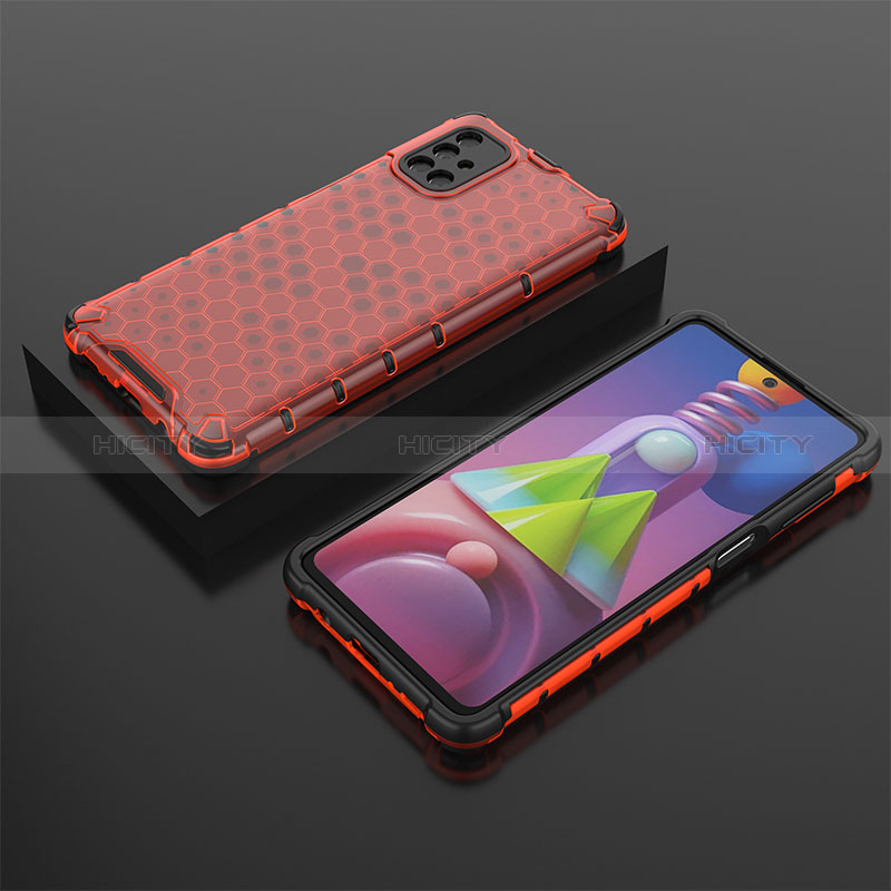 Custodia Silicone Trasparente Laterale 360 Gradi Cover AM2 per Samsung Galaxy M51 Rosso