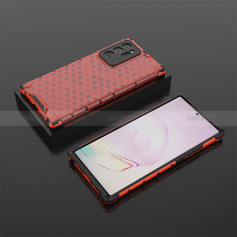 Custodia Silicone Trasparente Laterale 360 Gradi Cover AM2 per Samsung Galaxy Note 20 Ultra 5G Rosso