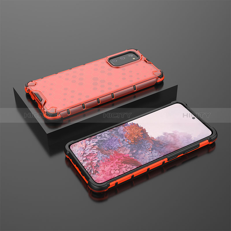 Custodia Silicone Trasparente Laterale 360 Gradi Cover AM2 per Samsung Galaxy S20 Rosso