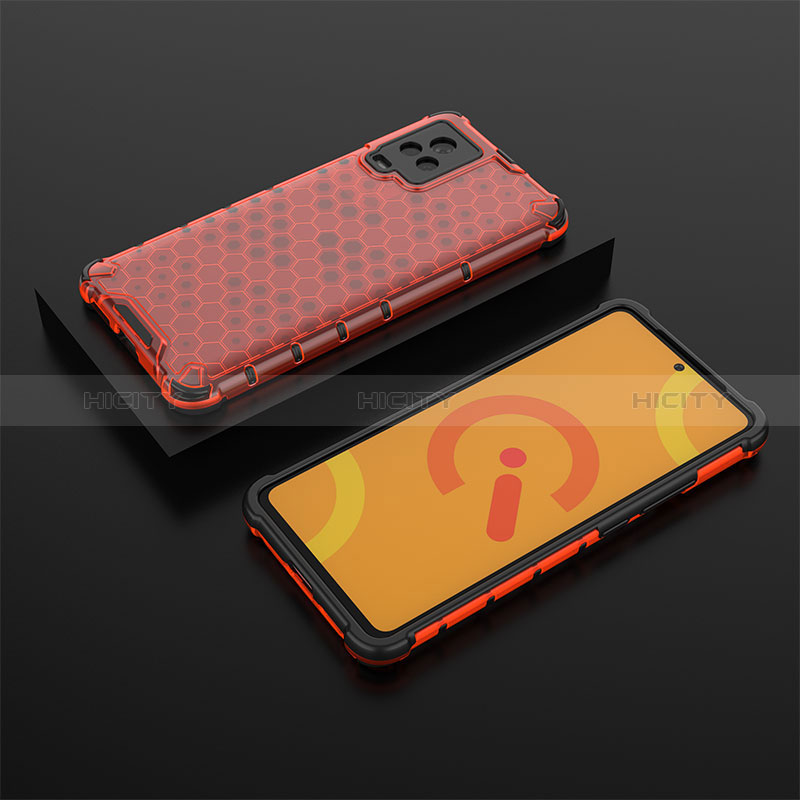 Custodia Silicone Trasparente Laterale 360 Gradi Cover AM2 per Vivo iQOO 7 5G Rosso