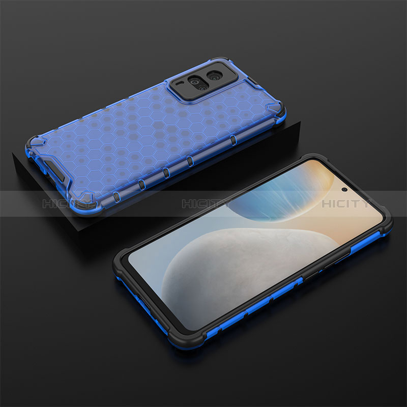 Custodia Silicone Trasparente Laterale 360 Gradi Cover AM2 per Vivo X60 Pro 5G Blu