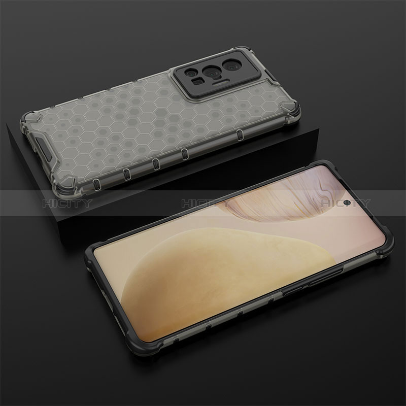 Custodia Silicone Trasparente Laterale 360 Gradi Cover AM2 per Vivo X70 Pro 5G Nero