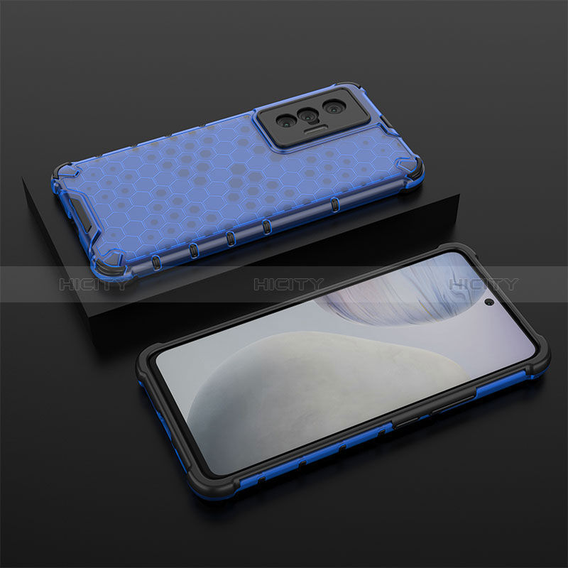 Custodia Silicone Trasparente Laterale 360 Gradi Cover AM2 per Vivo X70t Blu