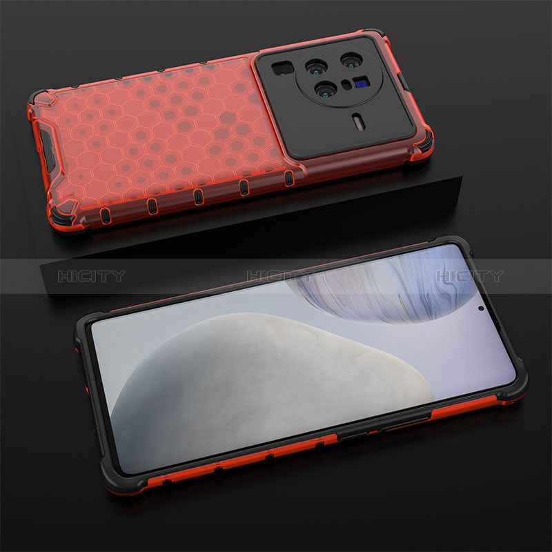 Custodia Silicone Trasparente Laterale 360 Gradi Cover AM2 per Vivo X80 Pro 5G Rosso