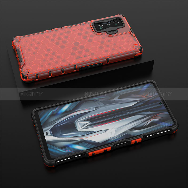 Custodia Silicone Trasparente Laterale 360 Gradi Cover AM2 per Xiaomi Poco F4 GT 5G Rosso