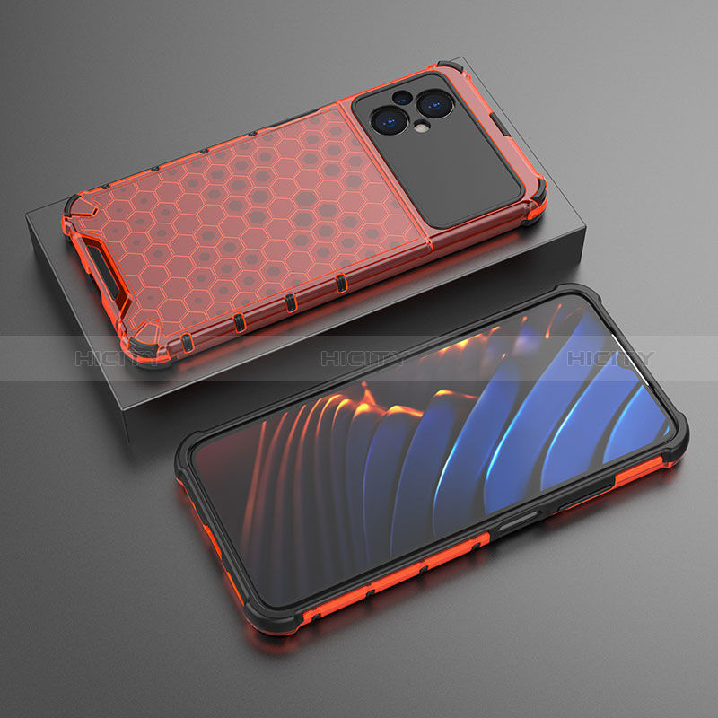 Custodia Silicone Trasparente Laterale 360 Gradi Cover AM2 per Xiaomi Poco M5 4G Rosso