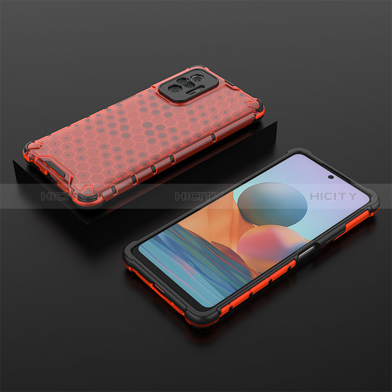 Custodia Silicone Trasparente Laterale 360 Gradi Cover AM2 per Xiaomi Redmi Note 10 Pro 4G Rosso