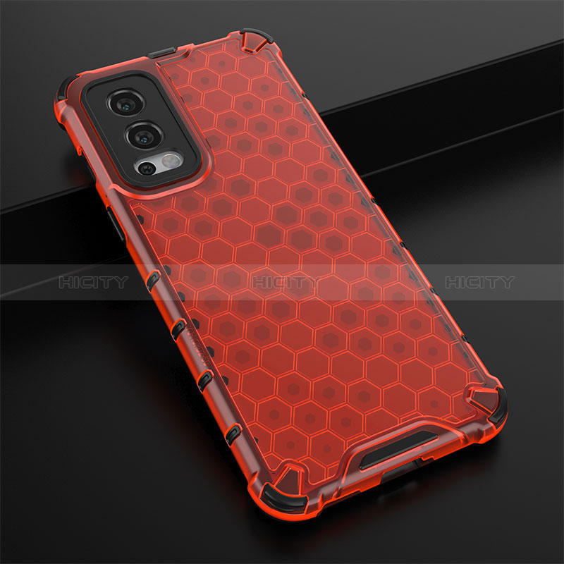 Custodia Silicone Trasparente Laterale 360 Gradi Cover AM3 per OnePlus Nord 2 5G Rosso