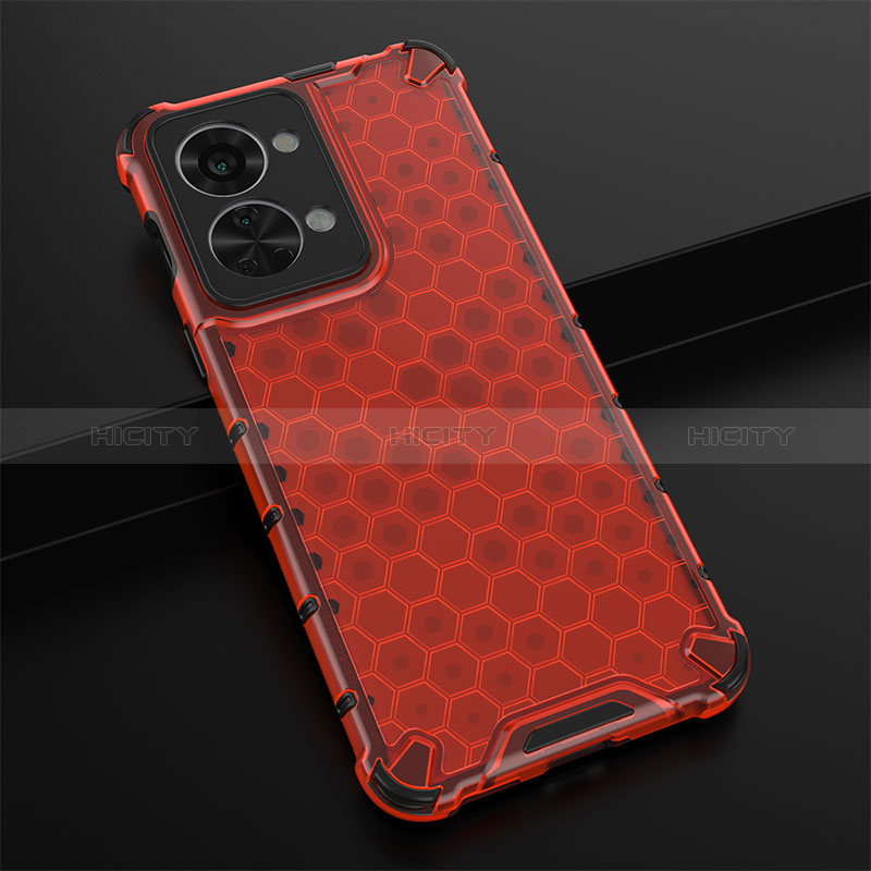 Custodia Silicone Trasparente Laterale 360 Gradi Cover AM3 per OnePlus Nord 2T 5G Rosso