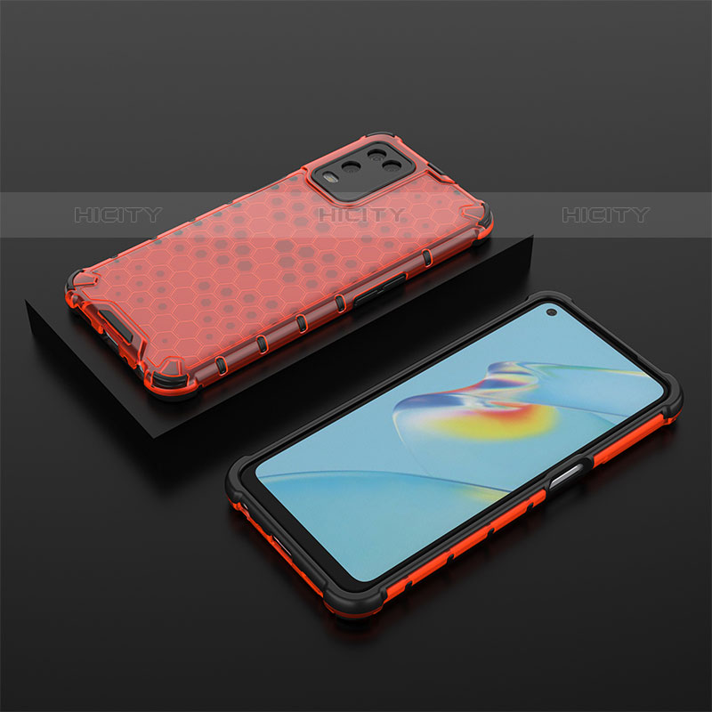 Custodia Silicone Trasparente Laterale 360 Gradi Cover AM3 per Oppo A54 4G Rosso