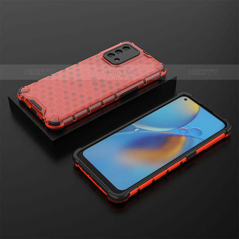 Custodia Silicone Trasparente Laterale 360 Gradi Cover AM3 per Oppo A74 4G Rosso