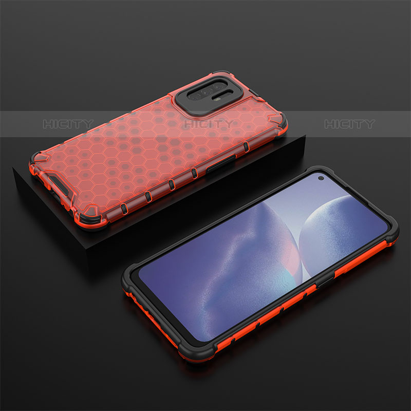 Custodia Silicone Trasparente Laterale 360 Gradi Cover AM3 per Oppo A94 5G Rosso