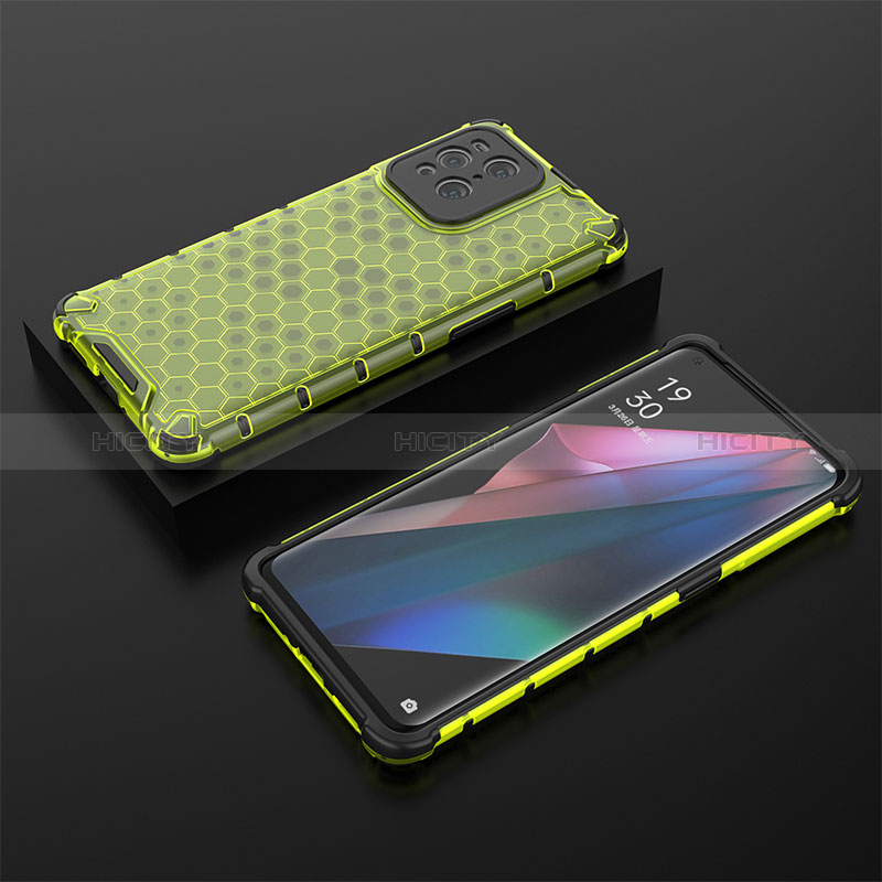 Custodia Silicone Trasparente Laterale 360 Gradi Cover AM3 per Oppo Find X3 5G Verde