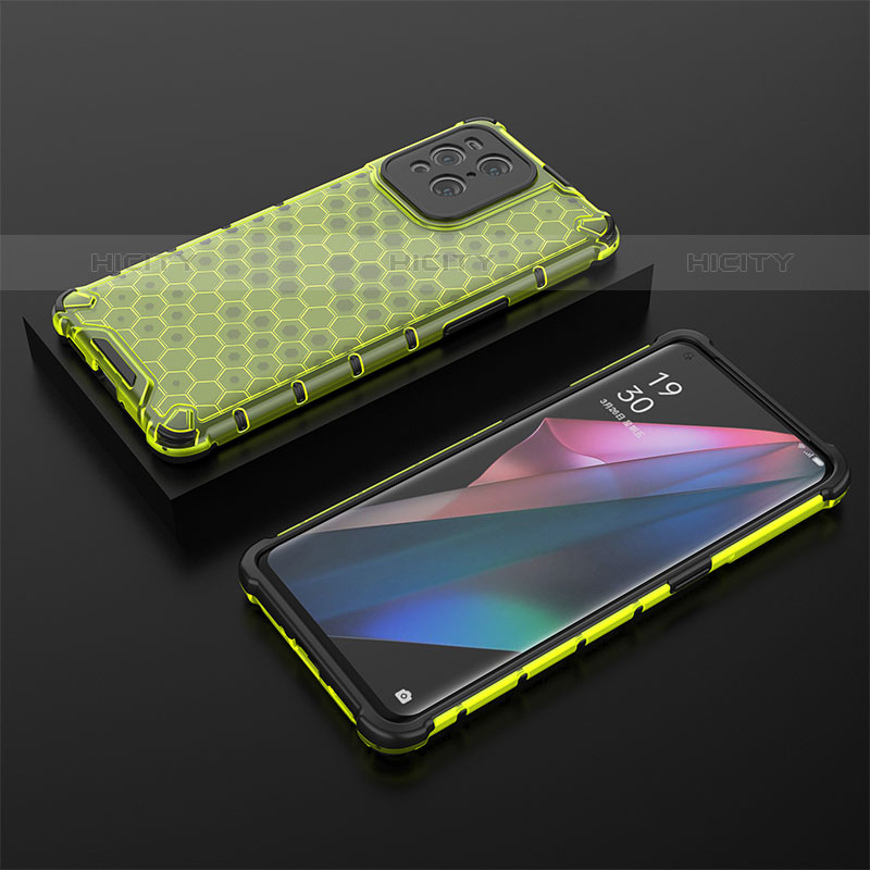 Custodia Silicone Trasparente Laterale 360 Gradi Cover AM3 per Oppo Find X3 Pro 5G Verde