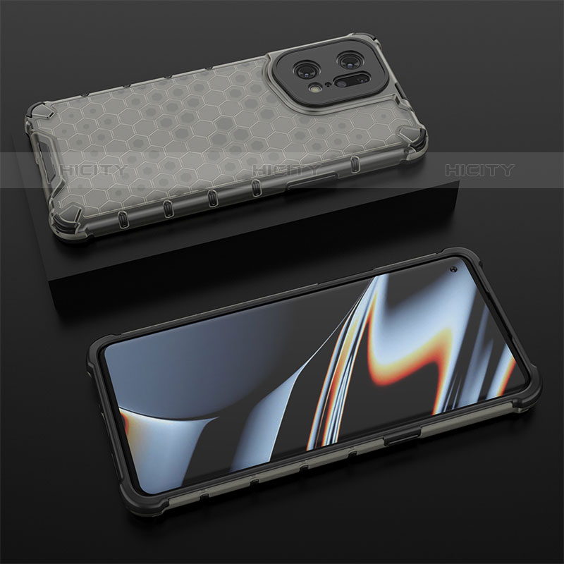 Custodia Silicone Trasparente Laterale 360 Gradi Cover AM3 per Oppo Find X5 Pro 5G Nero