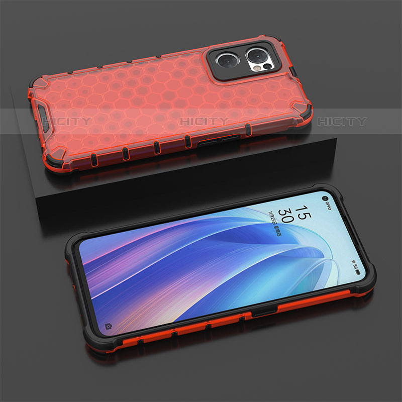 Custodia Silicone Trasparente Laterale 360 Gradi Cover AM3 per Oppo Reno7 5G Rosso