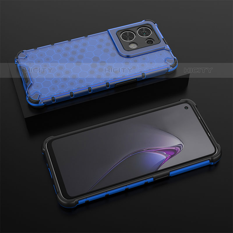 Custodia Silicone Trasparente Laterale 360 Gradi Cover AM3 per Oppo Reno8 5G Blu