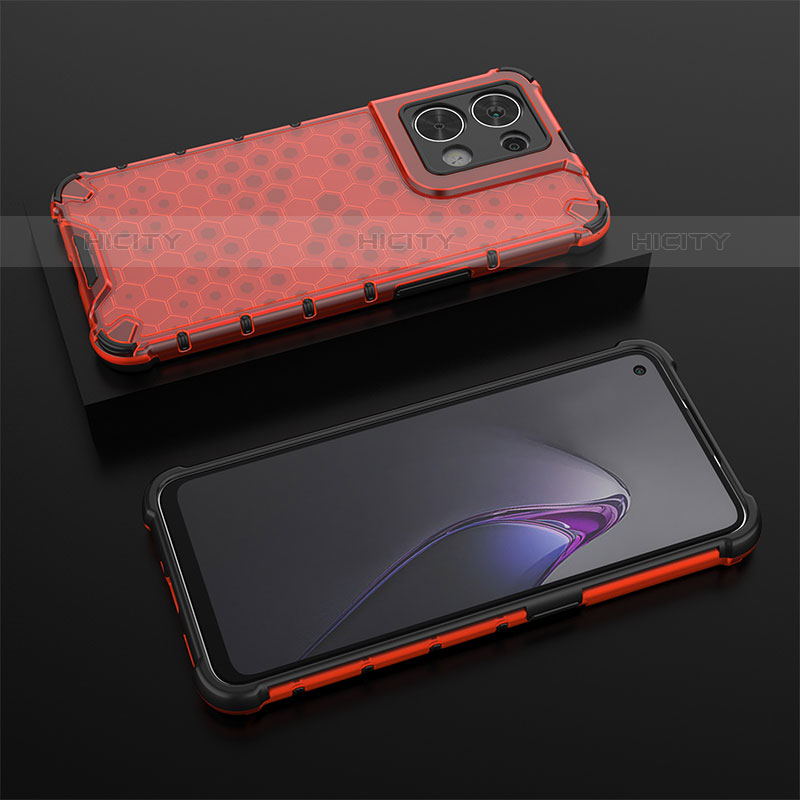 Custodia Silicone Trasparente Laterale 360 Gradi Cover AM3 per Oppo Reno8 5G Rosso