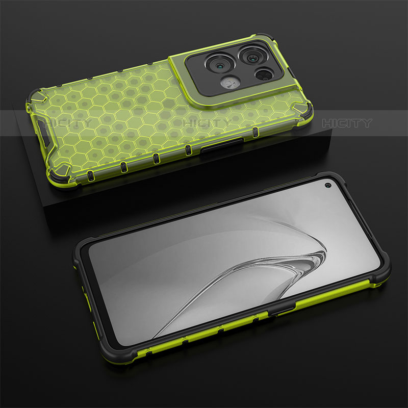 Custodia Silicone Trasparente Laterale 360 Gradi Cover AM3 per Oppo Reno8 Pro+ Plus 5G Verde