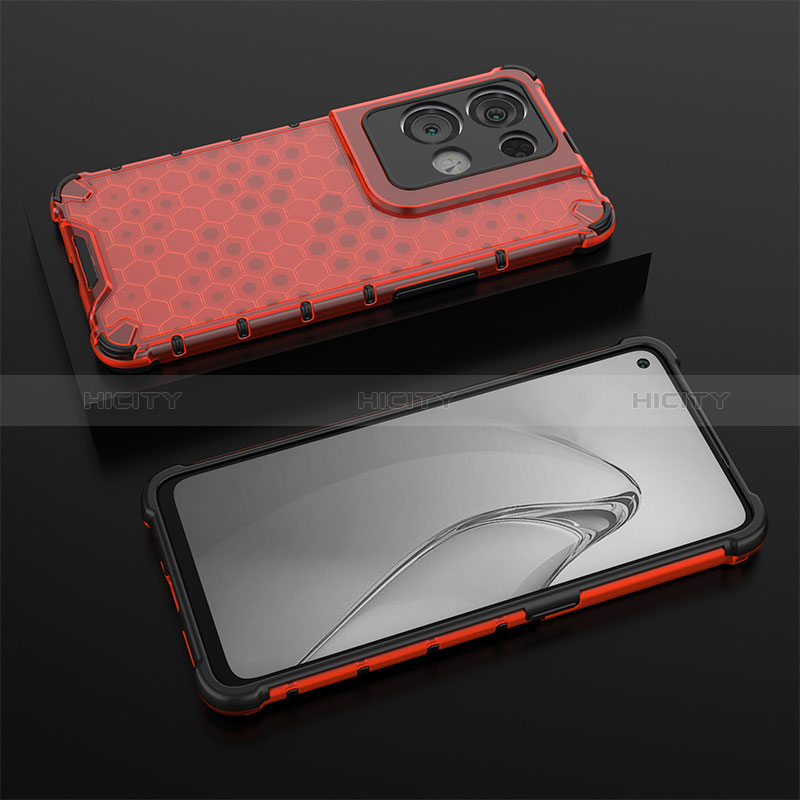 Custodia Silicone Trasparente Laterale 360 Gradi Cover AM3 per Oppo Reno9 Pro+ Plus 5G Rosso