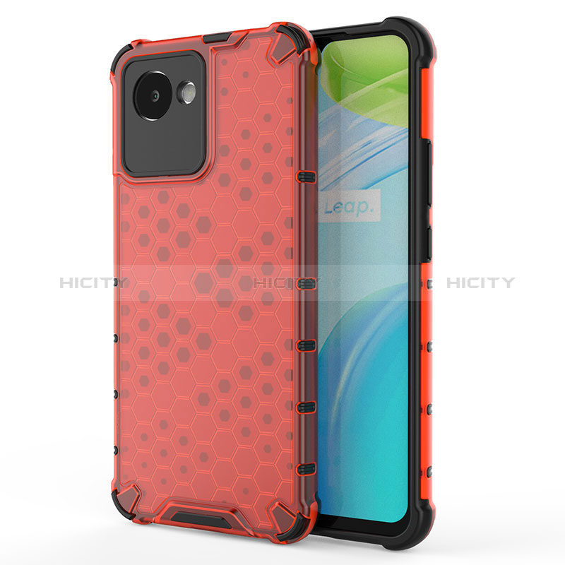 Custodia Silicone Trasparente Laterale 360 Gradi Cover AM3 per Realme C30 Rosso