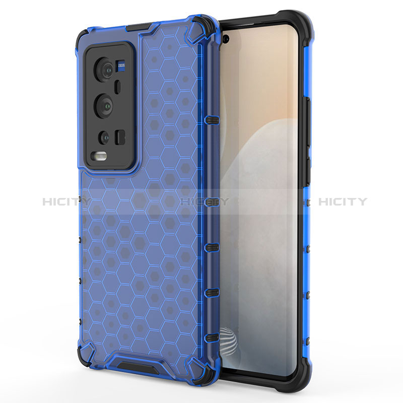 Custodia Silicone Trasparente Laterale 360 Gradi Cover AM3 per Vivo X60 Pro+ Plus 5G Blu