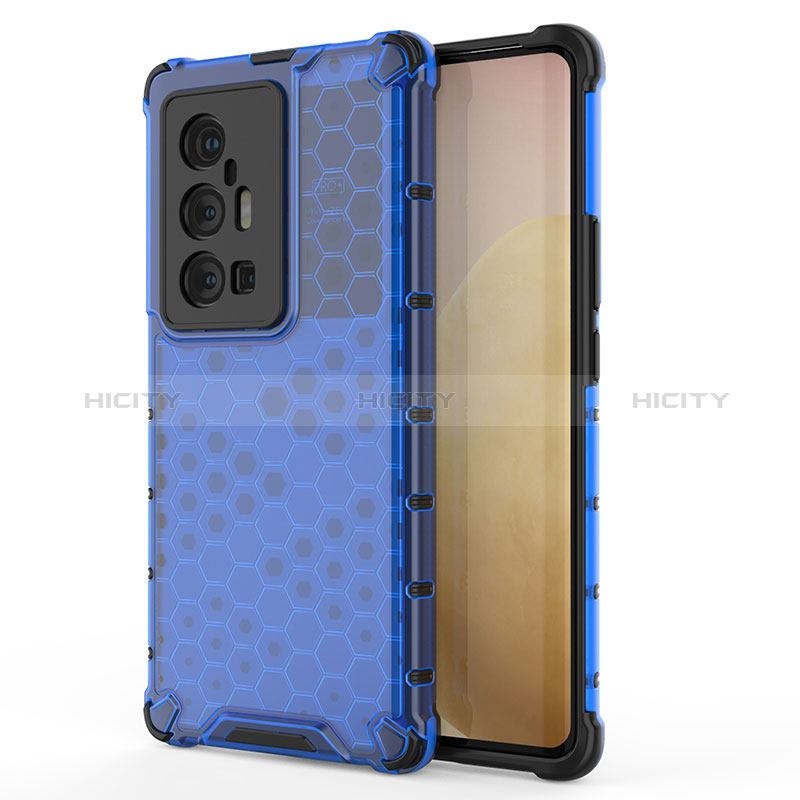 Custodia Silicone Trasparente Laterale 360 Gradi Cover AM3 per Vivo X70 Pro+ Plus 5G Blu