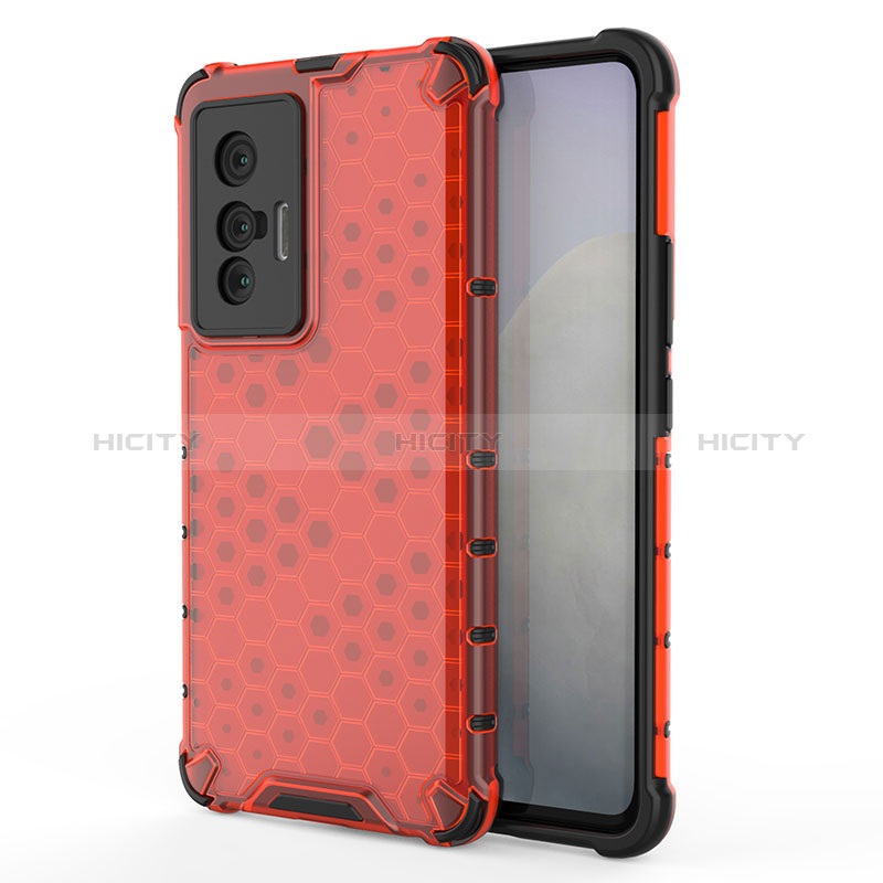 Custodia Silicone Trasparente Laterale 360 Gradi Cover AM3 per Vivo X70t Rosso