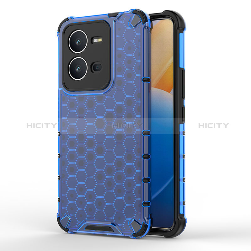 Custodia Silicone Trasparente Laterale 360 Gradi Cover AM3 per Vivo X80 Lite 5G Blu