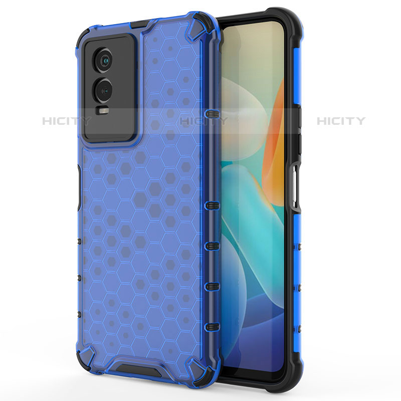 Custodia Silicone Trasparente Laterale 360 Gradi Cover AM3 per Vivo Y74s 5G Blu