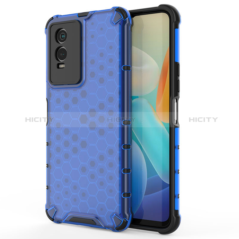 Custodia Silicone Trasparente Laterale 360 Gradi Cover AM3 per Vivo Y76s 5G Blu