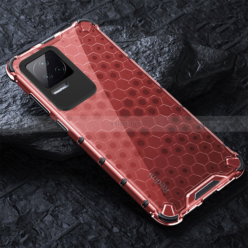 Custodia Silicone Trasparente Laterale 360 Gradi Cover AM3 per Xiaomi Redmi K50 5G Rosso