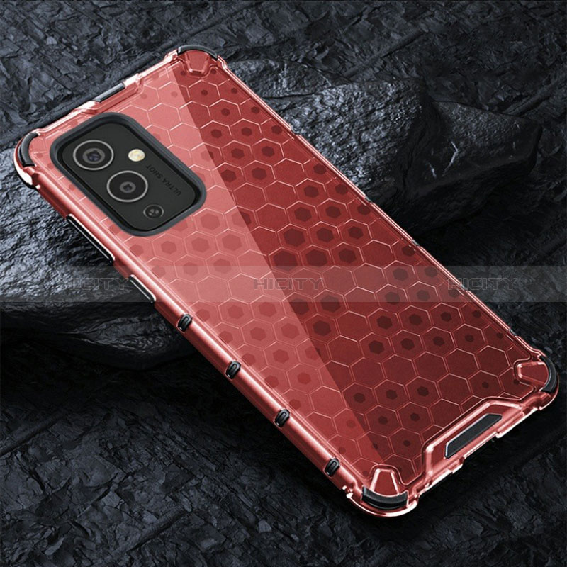 Custodia Silicone Trasparente Laterale 360 Gradi Cover AM4 per OnePlus 9 5G Rosso