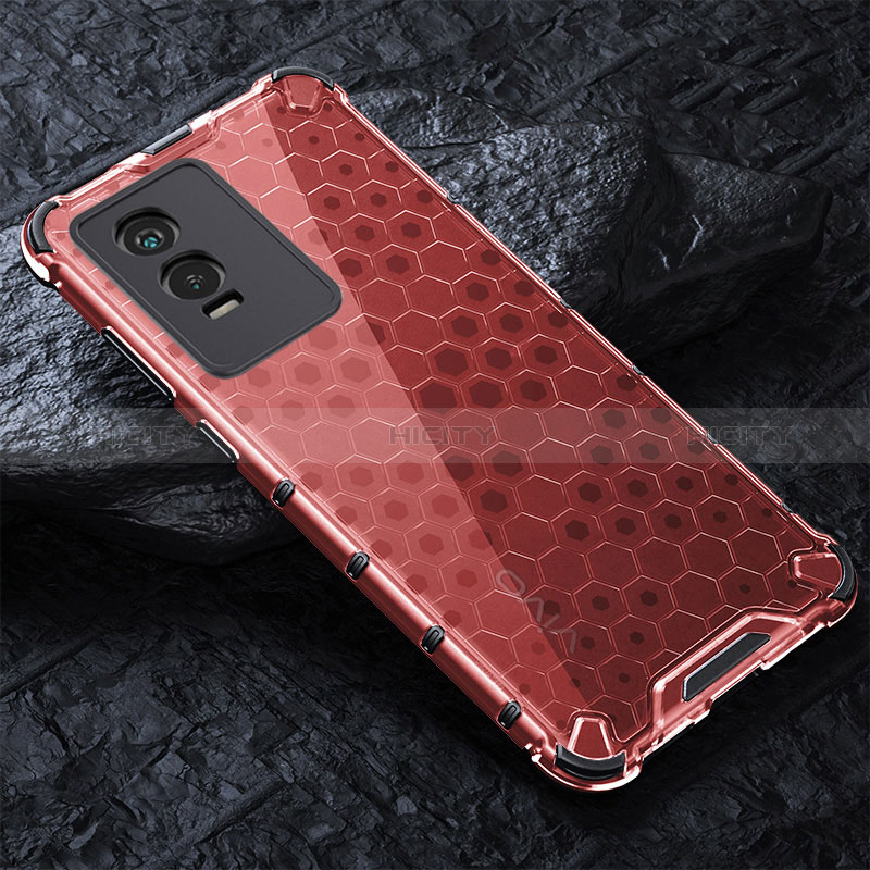 Custodia Silicone Trasparente Laterale 360 Gradi Cover AM4 per Vivo Y76s 5G Rosso