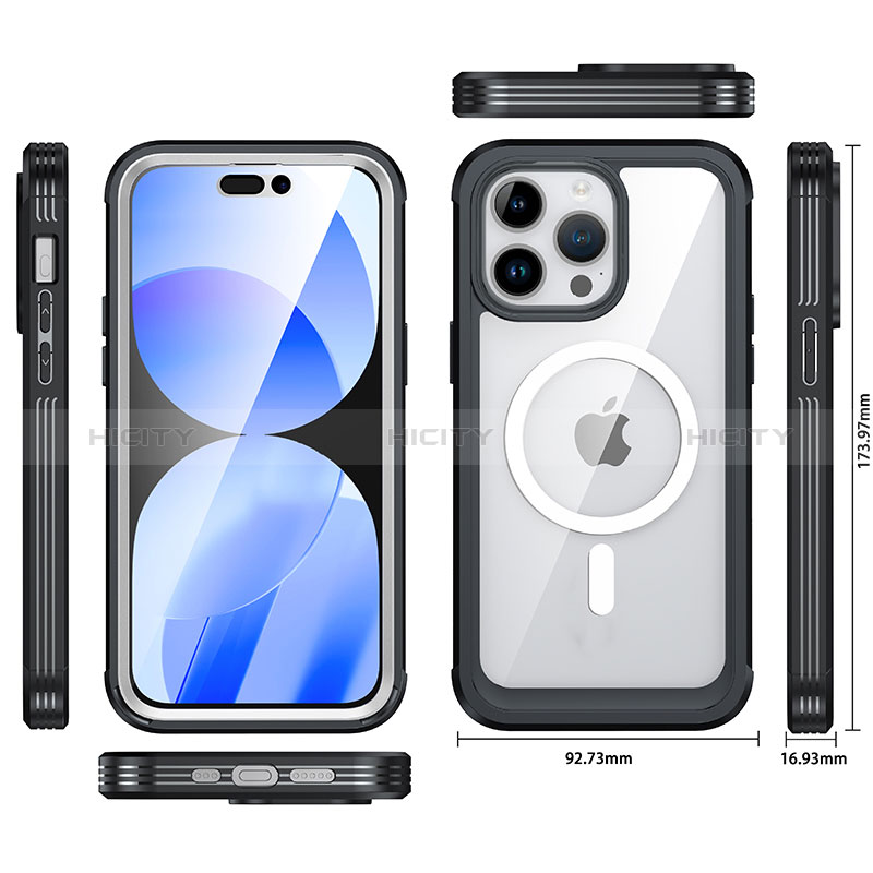 Custodia Silicone Trasparente Laterale 360 Gradi Cover con Mag-Safe Magnetic AC1 per Apple iPhone 13 Pro Max