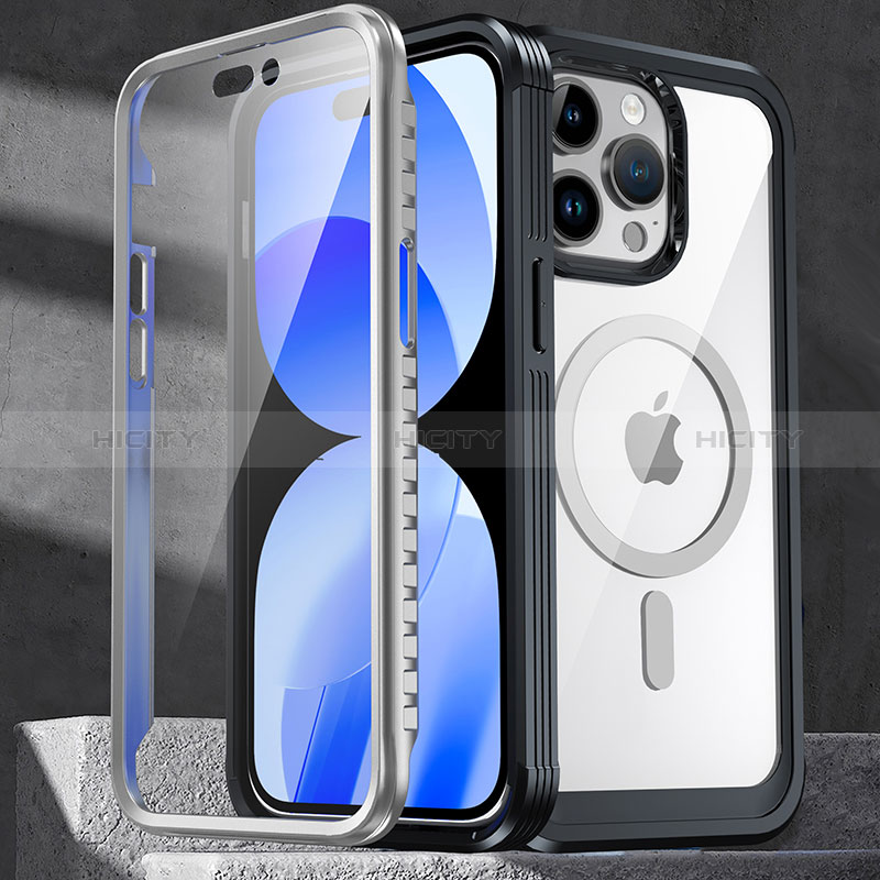 Custodia Silicone Trasparente Laterale 360 Gradi Cover con Mag-Safe Magnetic AC1 per Apple iPhone 16 Pro Max