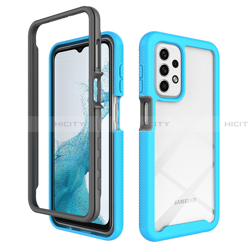 Custodia Silicone Trasparente Laterale 360 Gradi Cover JX1 per Samsung Galaxy A23 4G Cielo Blu