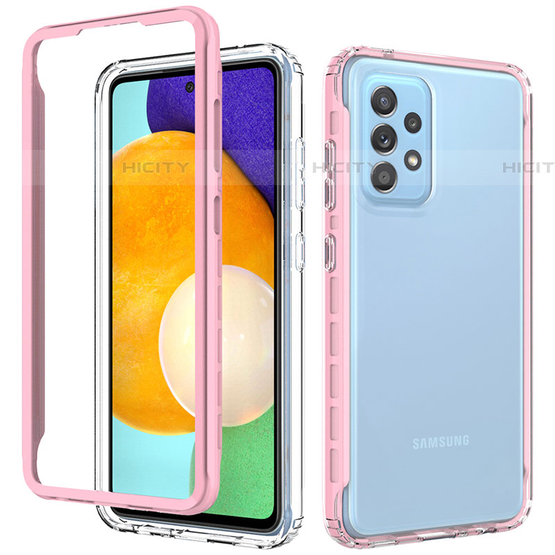 Custodia Silicone Trasparente Laterale 360 Gradi Cover JX1 per Samsung Galaxy A52 4G Rosa