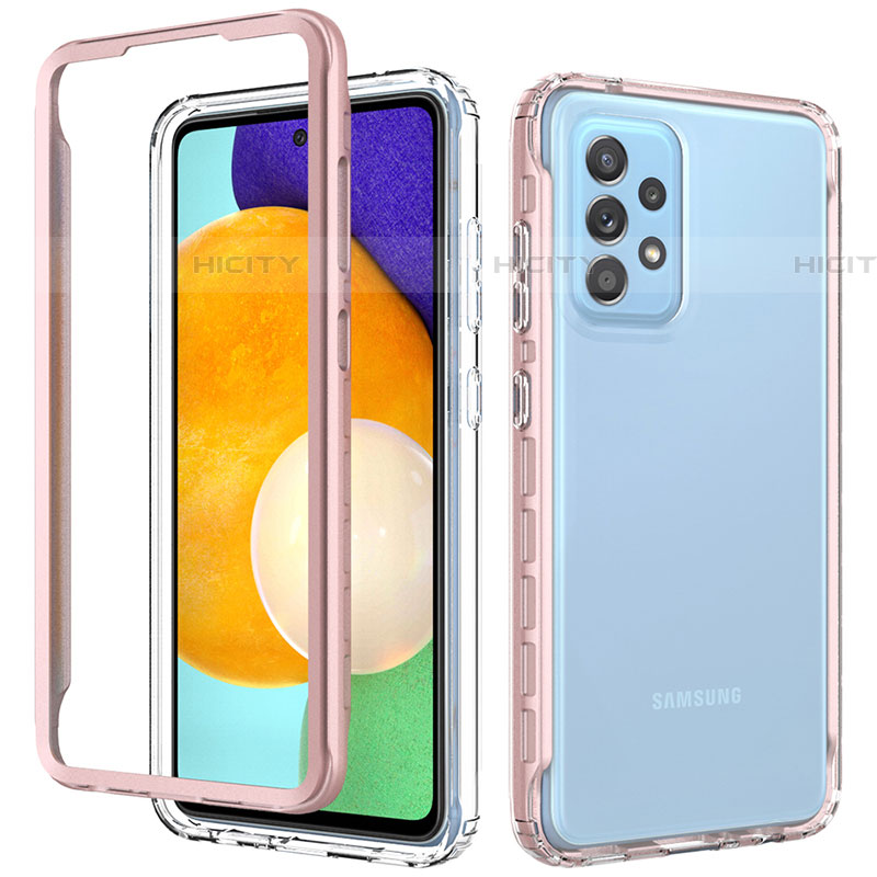 Custodia Silicone Trasparente Laterale 360 Gradi Cover JX1 per Samsung Galaxy A52 5G Oro Rosa